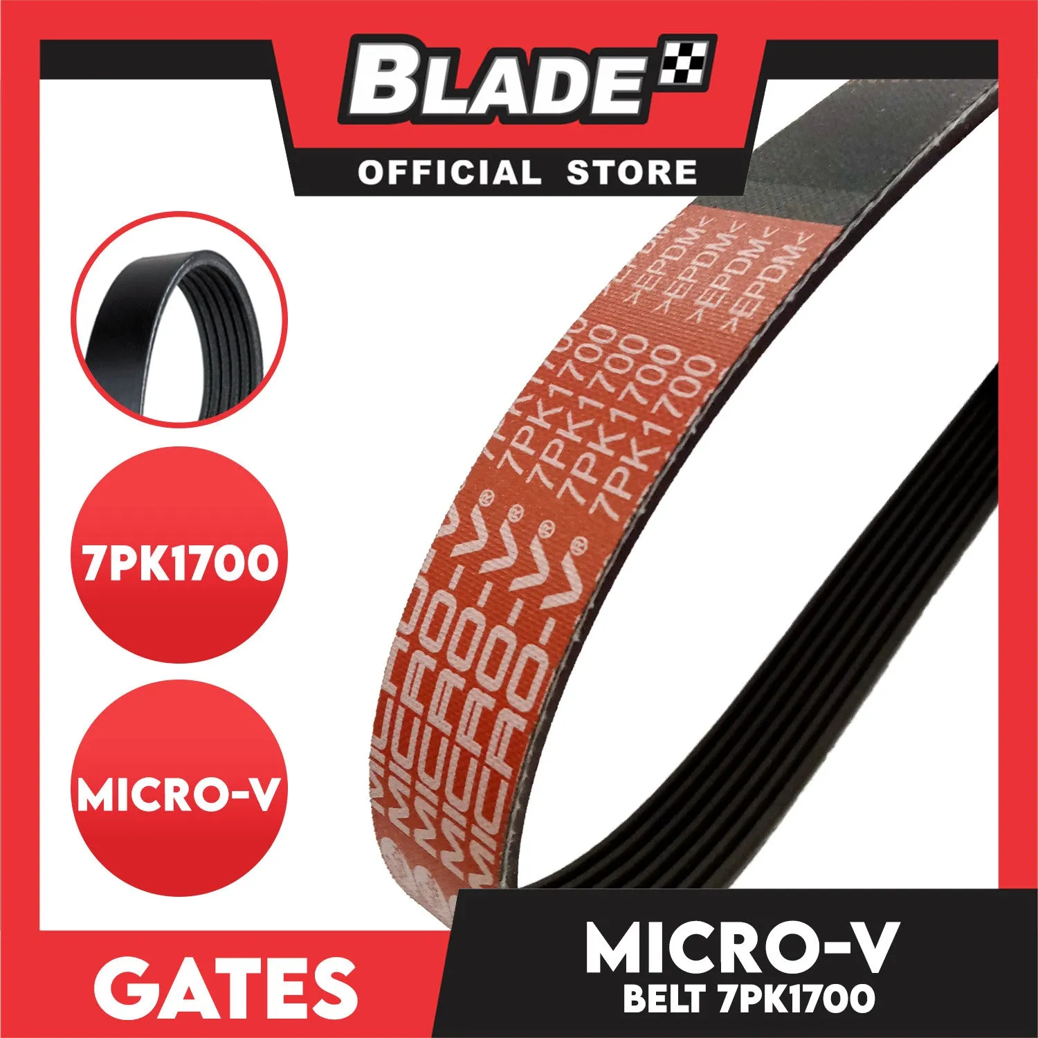 Gates Automotive Micro-V Fan Belt 7PK1700 For Nissan Maxima and Murano