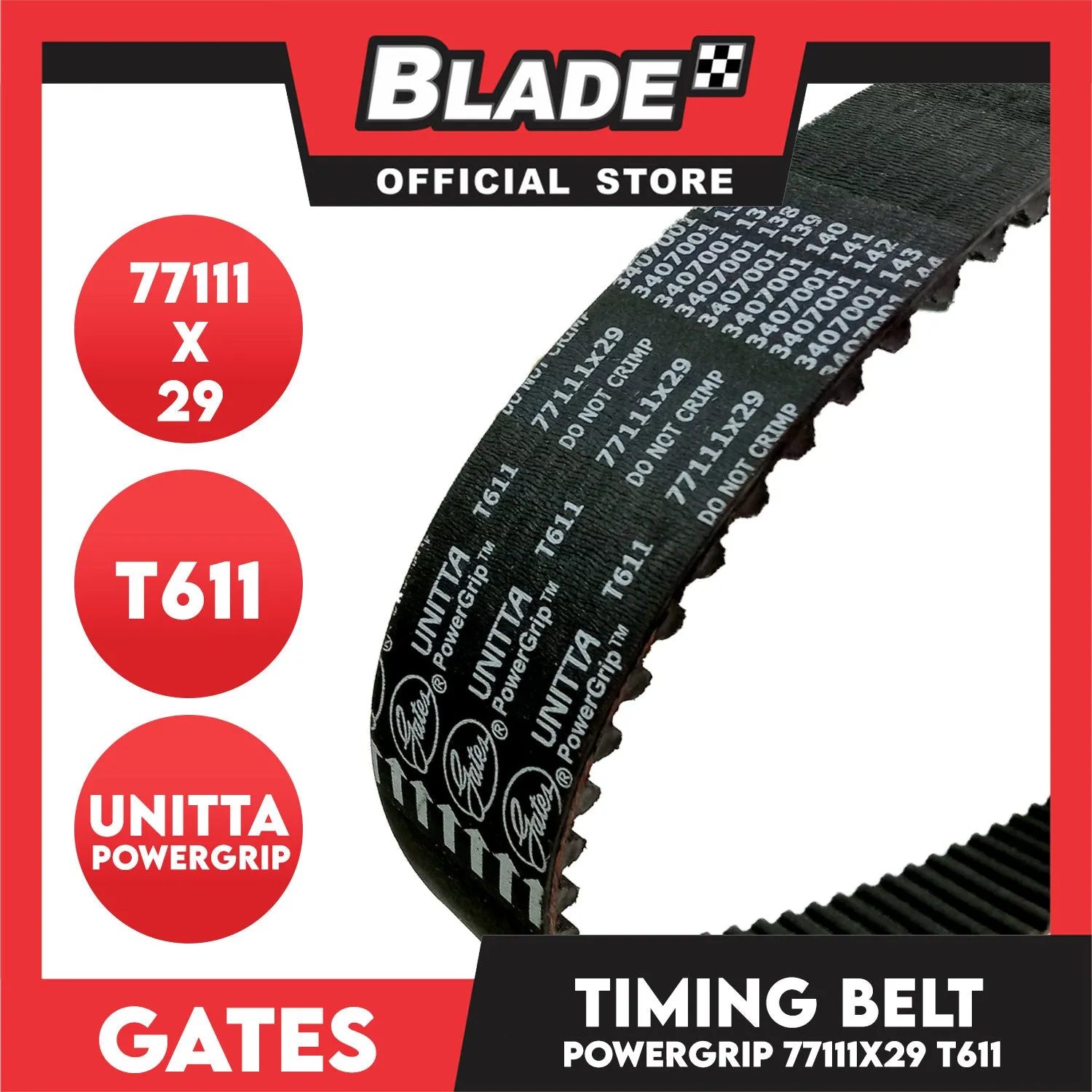 Gates Automotive PowerGrip Timing Fan Belt T611 For Mitsubishi