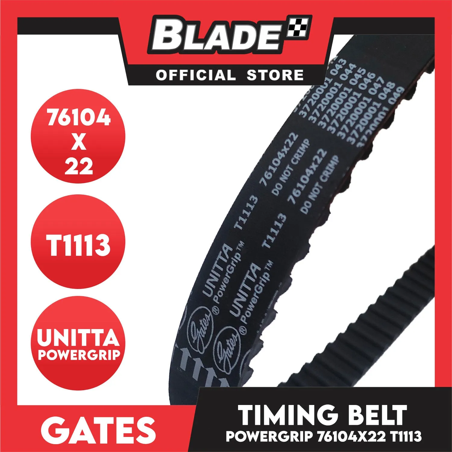Gates Unitta PowerGrip Timing Fan Belt T1005 76103 x 24mm 1pc for Honda