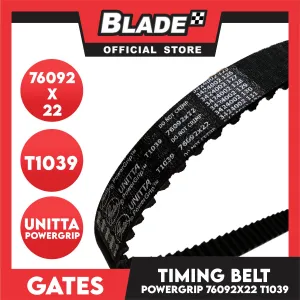 Gates Unitta PowerGrip Timing Fan Belt T1039 76092 x 22mm 1pc for Hyundai, Mitsubitshi, Proton