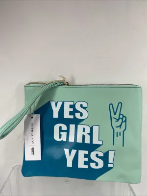 Girls Wristlet Bag Conair  7" x 9"  "YES GIRL YES!" Sophia Joy Zip Closure Purse