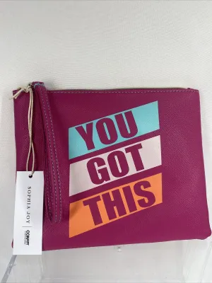 Girls Wristlet Bag Conair  7" x 9"  "You Got This" Sophia Joy Zip Closure Pink