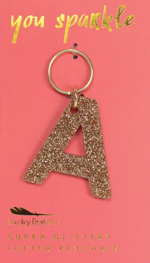 Glitter Letter Keychain - A