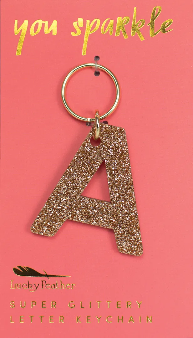 Glitter Letter Keychain - A