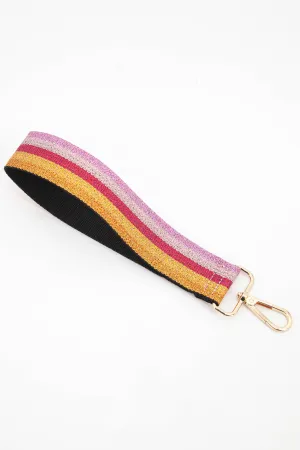 Glitter Striped Wrist Strap in Pink & Red