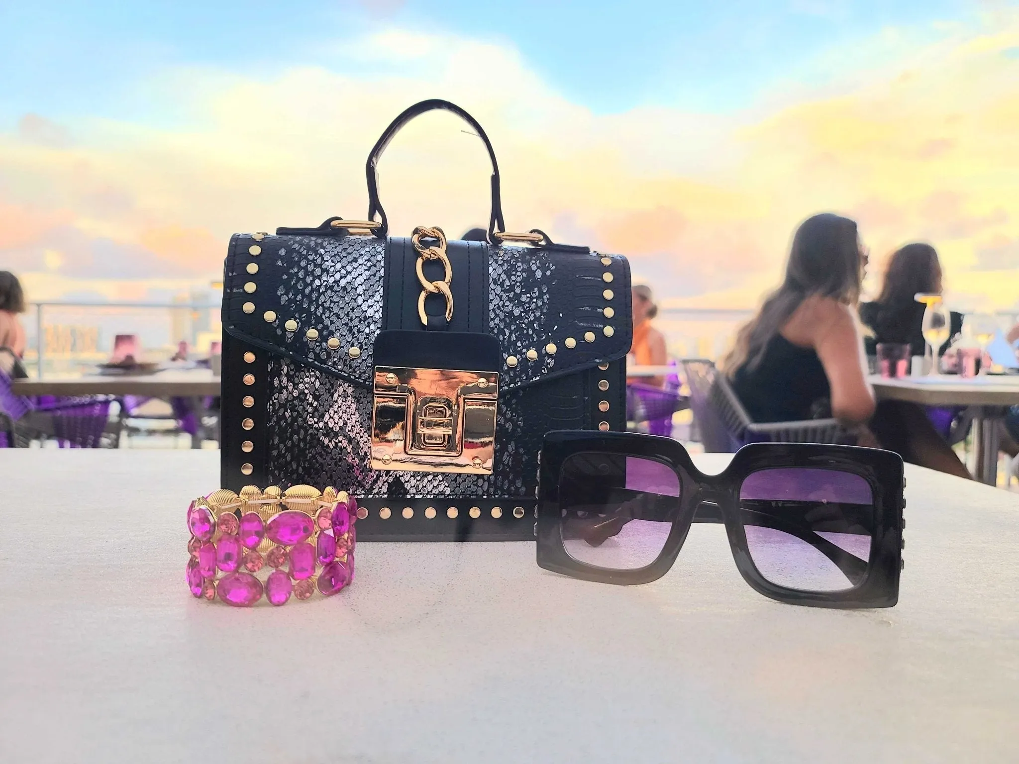 Glitz Glamour Bag: Silver Black