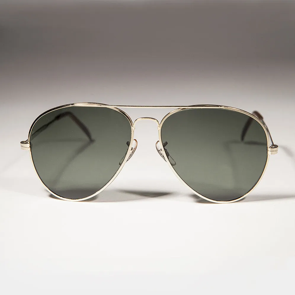 Gold Aviator Sunglass with Glass Lens Metal Frame - Iceman