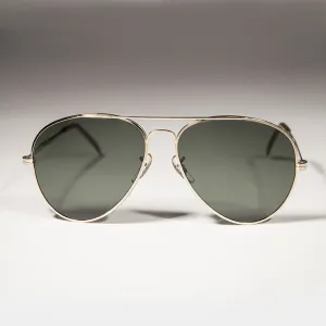 Gold Aviator Sunglass with Glass Lens Metal Frame - Iceman