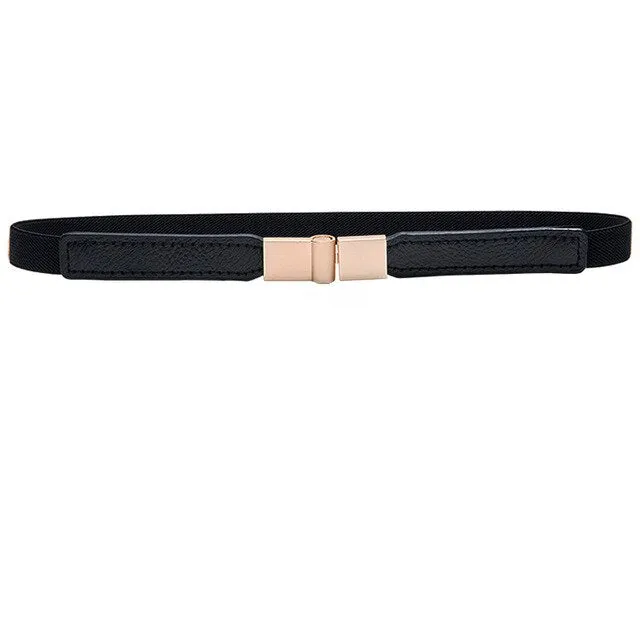 Golden Buckle Thin Stretch Belt
