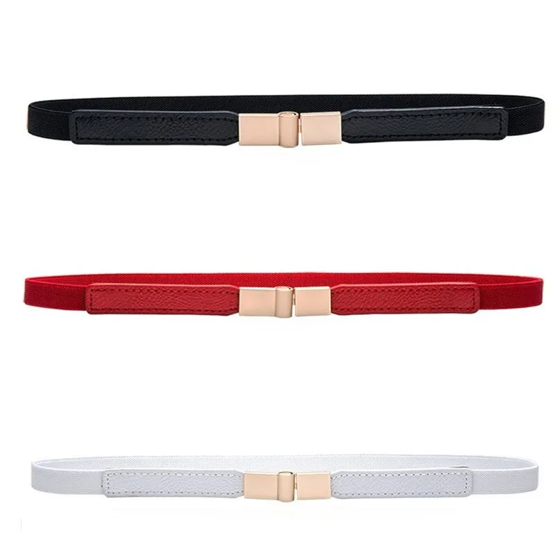Golden Buckle Thin Stretch Belt