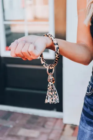 Gone Girl Leopard Wristlet Keyring - Brown