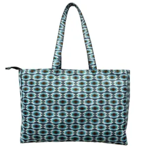 Gray Blue Aztec Nylon Travel Tote
