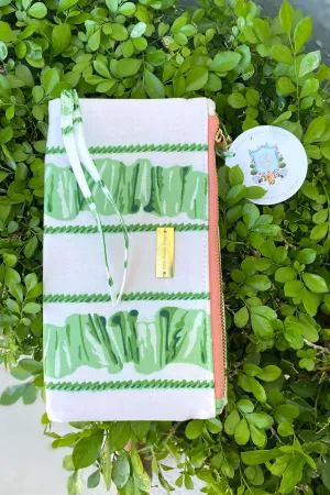 Green and White Fold over Clutch