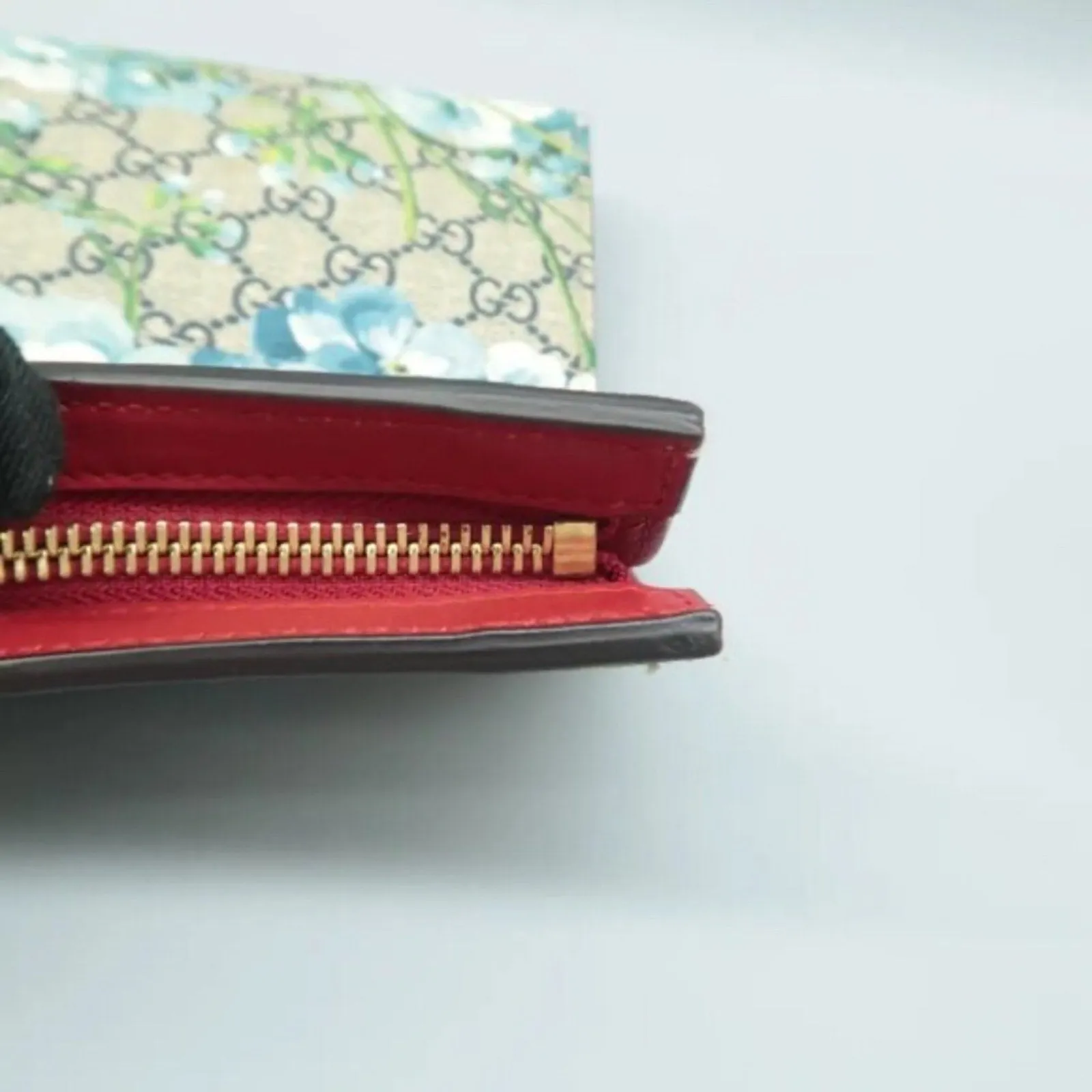 GUCCI Blooms Blue Canvas Clutch Bag