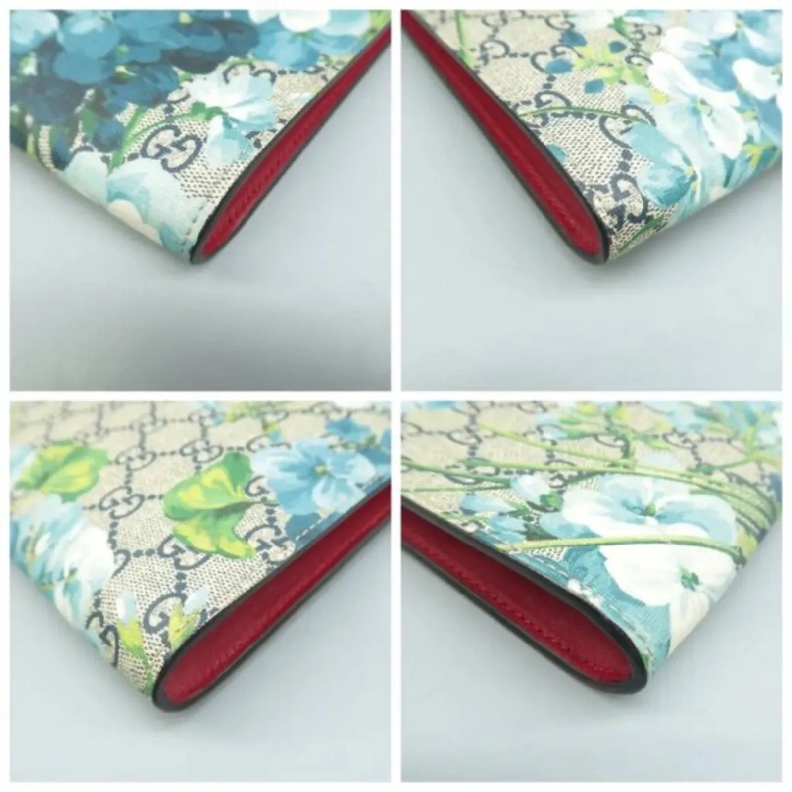 GUCCI Blooms Blue Canvas Clutch Bag