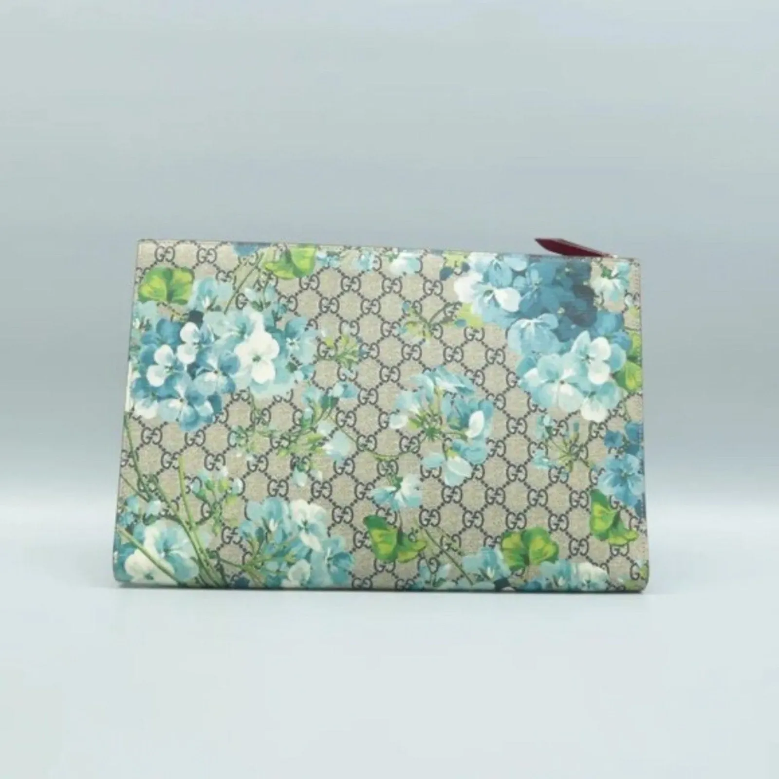 GUCCI Blooms Blue Canvas Clutch Bag