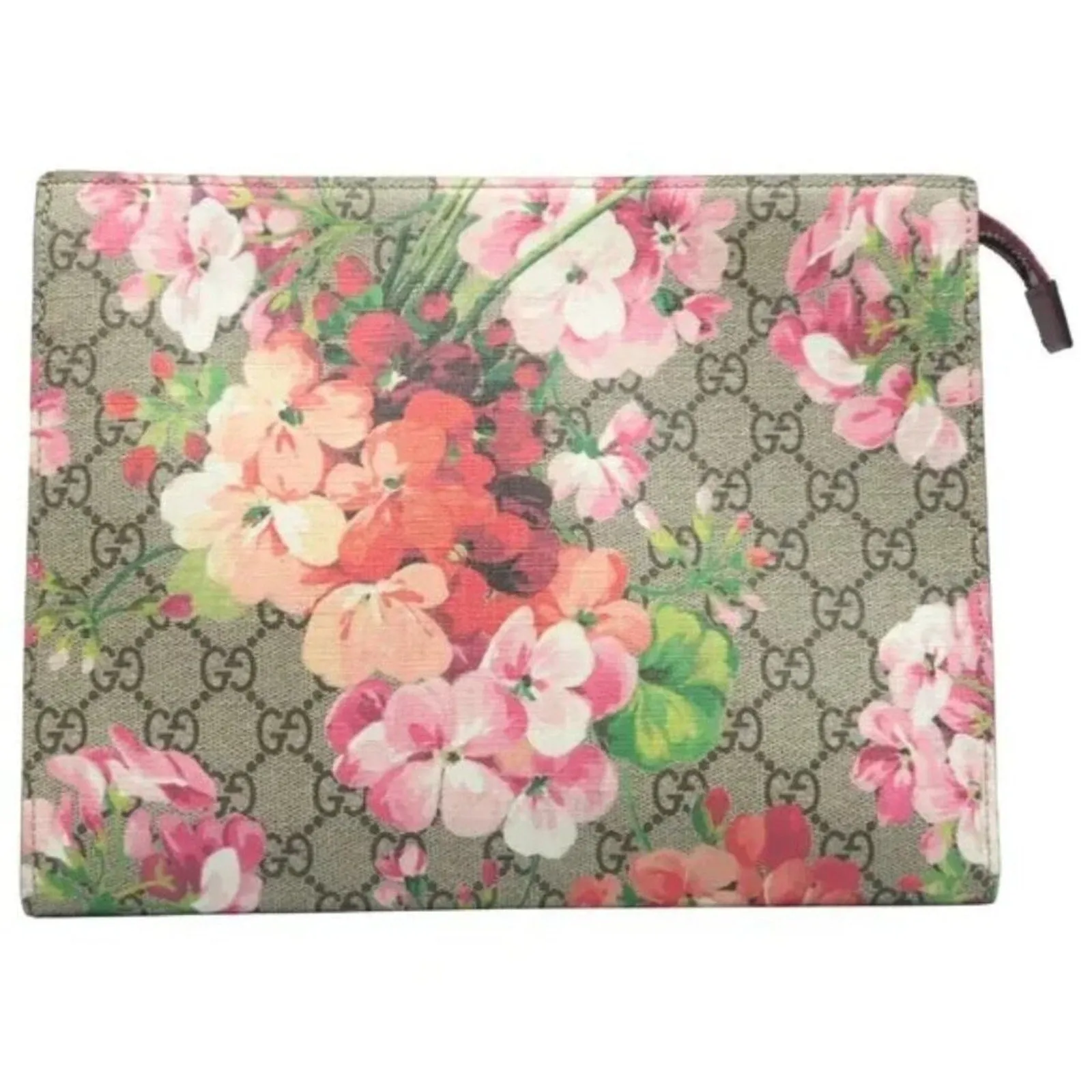 GUCCI Blooms Brown GG Canvas Clutch Bag