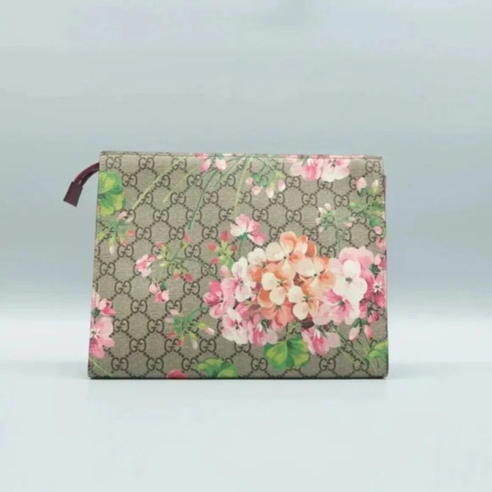 GUCCI Blooms Brown GG Canvas Clutch Bag