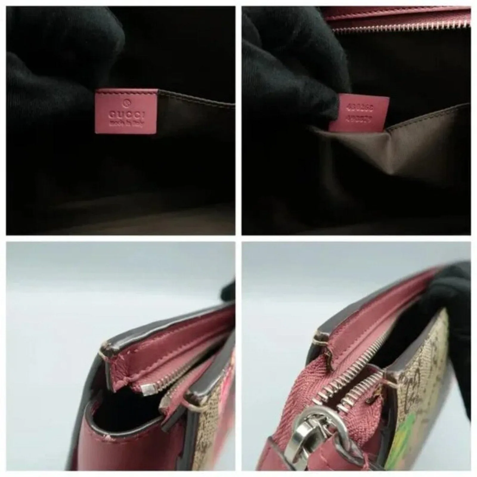 GUCCI Blooms Brown GG Canvas Clutch Bag
