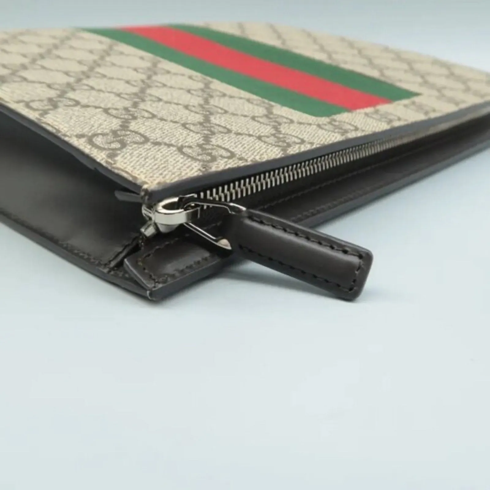 GUCCI Brown GG Canvas Clutch Bag