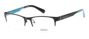 Guess GU 1859 005 Geometric Metal Black Eyeglasses with Logo Stamped Demo Lenses