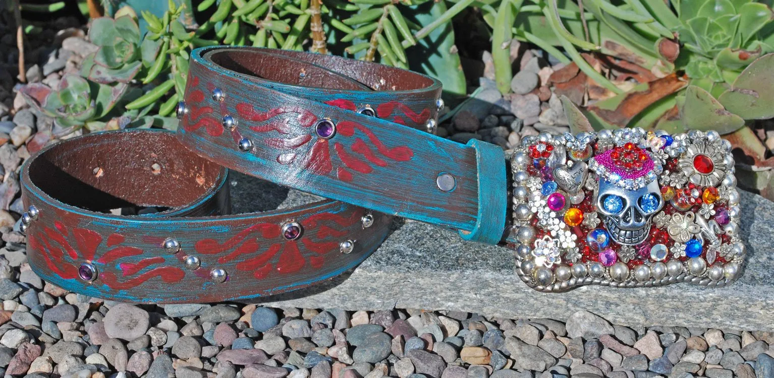 Gypsy Sugar Skull Buckle & Belt - Large