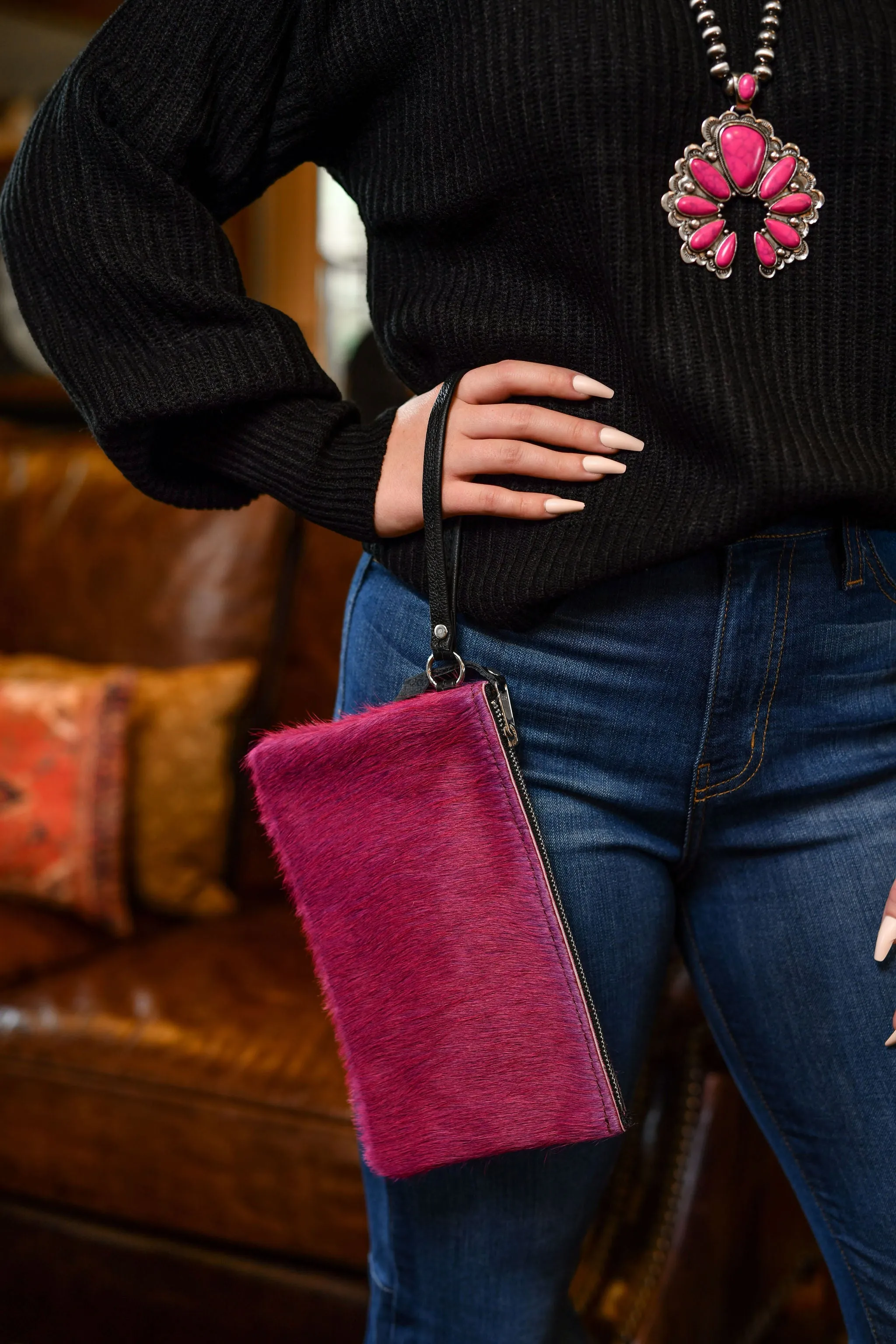 Hair on Hide Wristlet Clutch