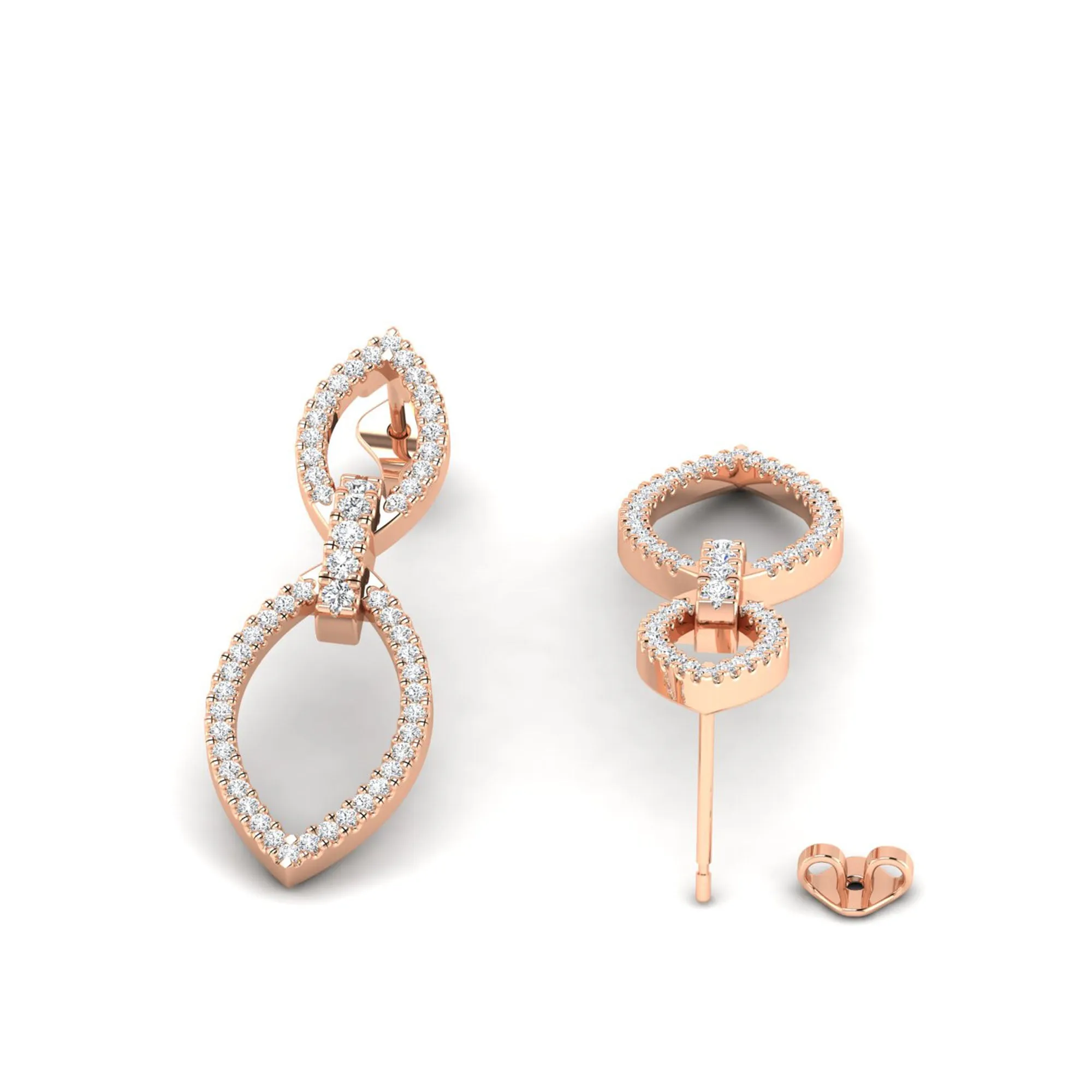 Halo Marquise Diamond Frame Drop Earrings