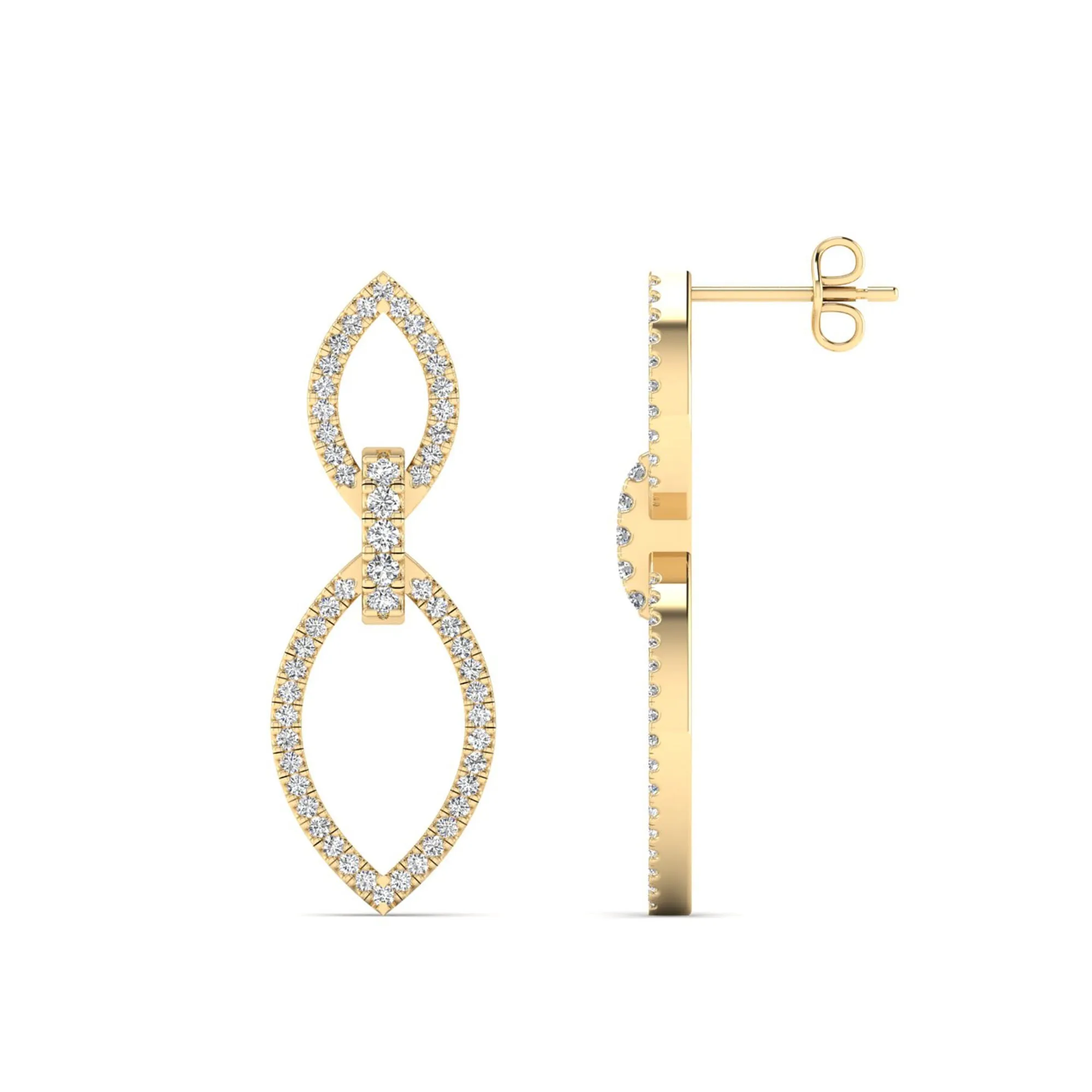Halo Marquise Diamond Frame Drop Earrings