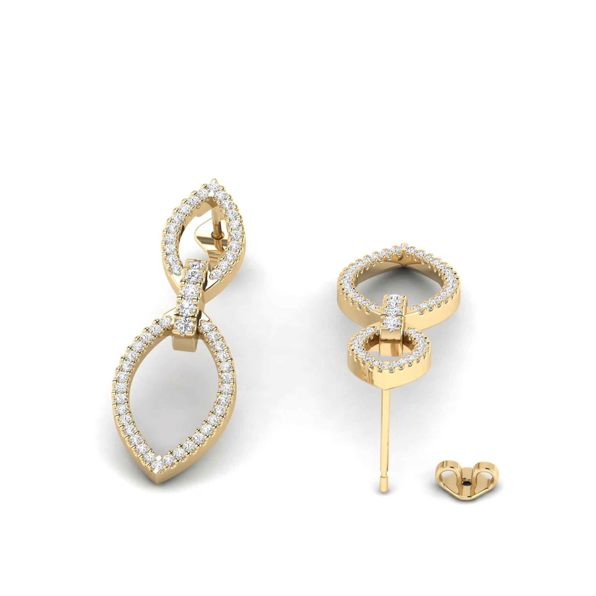 Halo Marquise Diamond Frame Drop Earrings