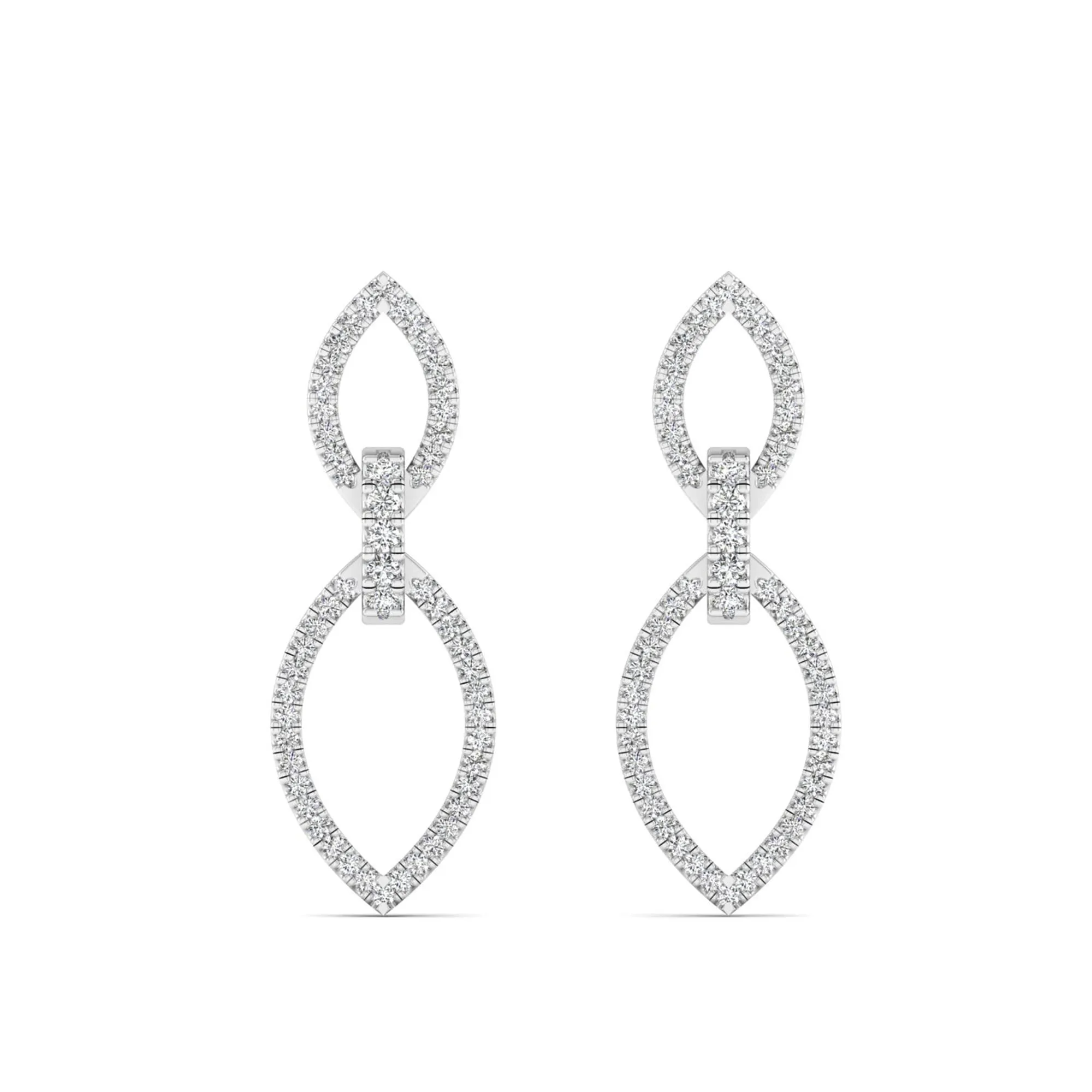Halo Marquise Diamond Frame Drop Earrings