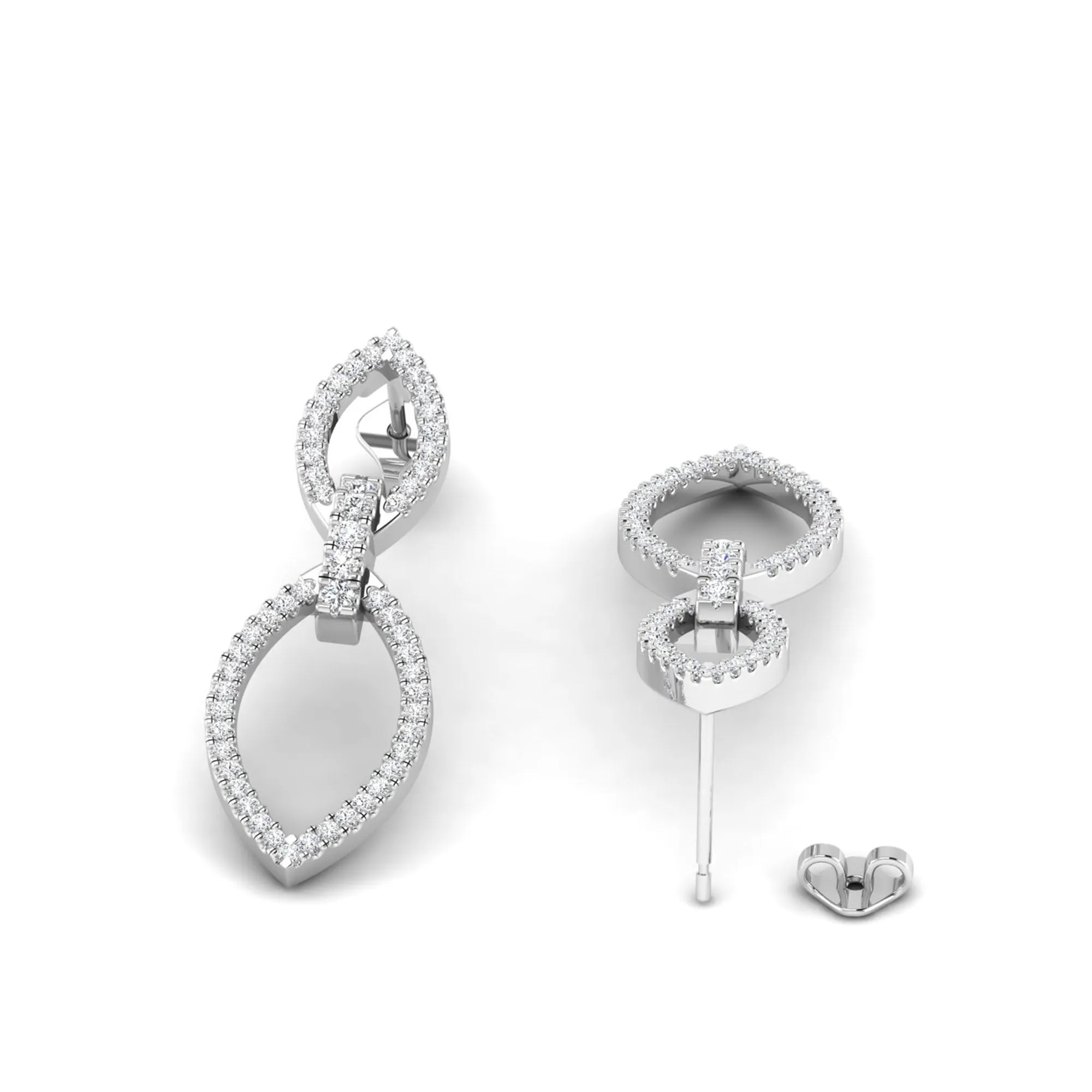 Halo Marquise Diamond Frame Drop Earrings