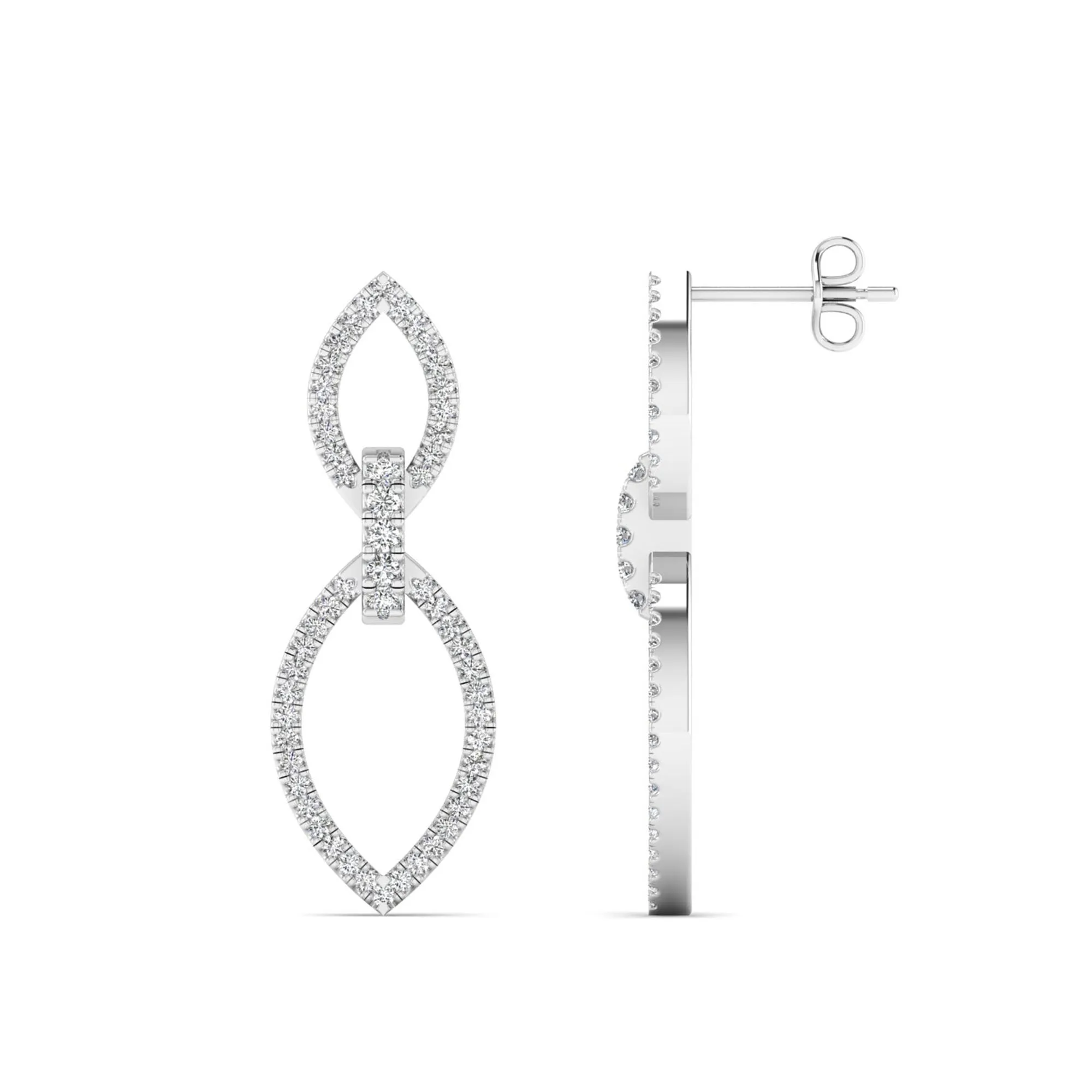 Halo Marquise Diamond Frame Drop Earrings