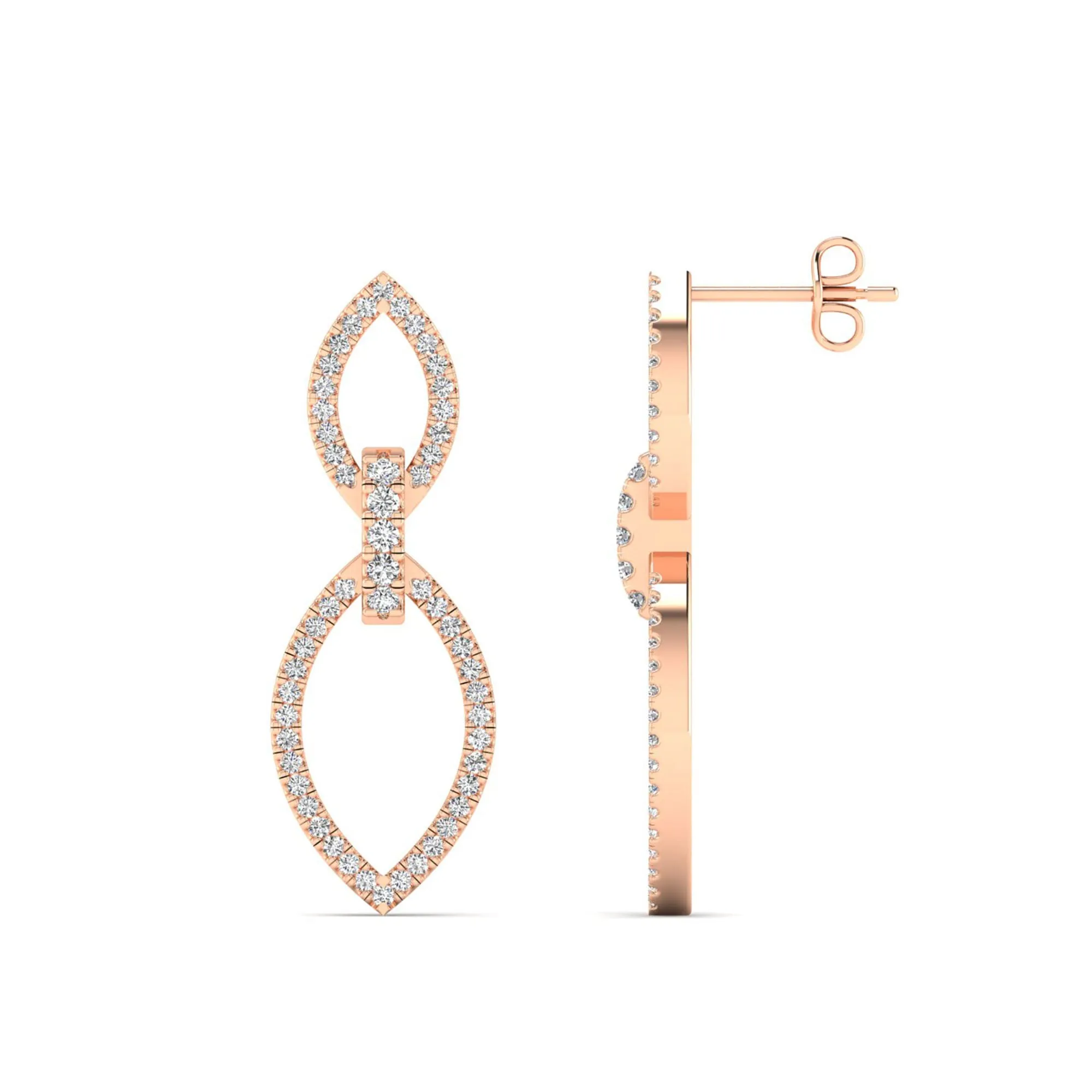 Halo Marquise Diamond Frame Drop Earrings