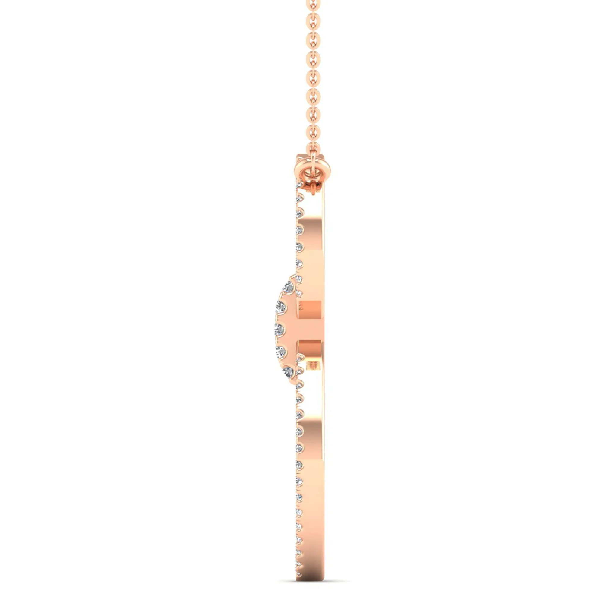 Halo Marquise Diamond Frame Drop Necklace