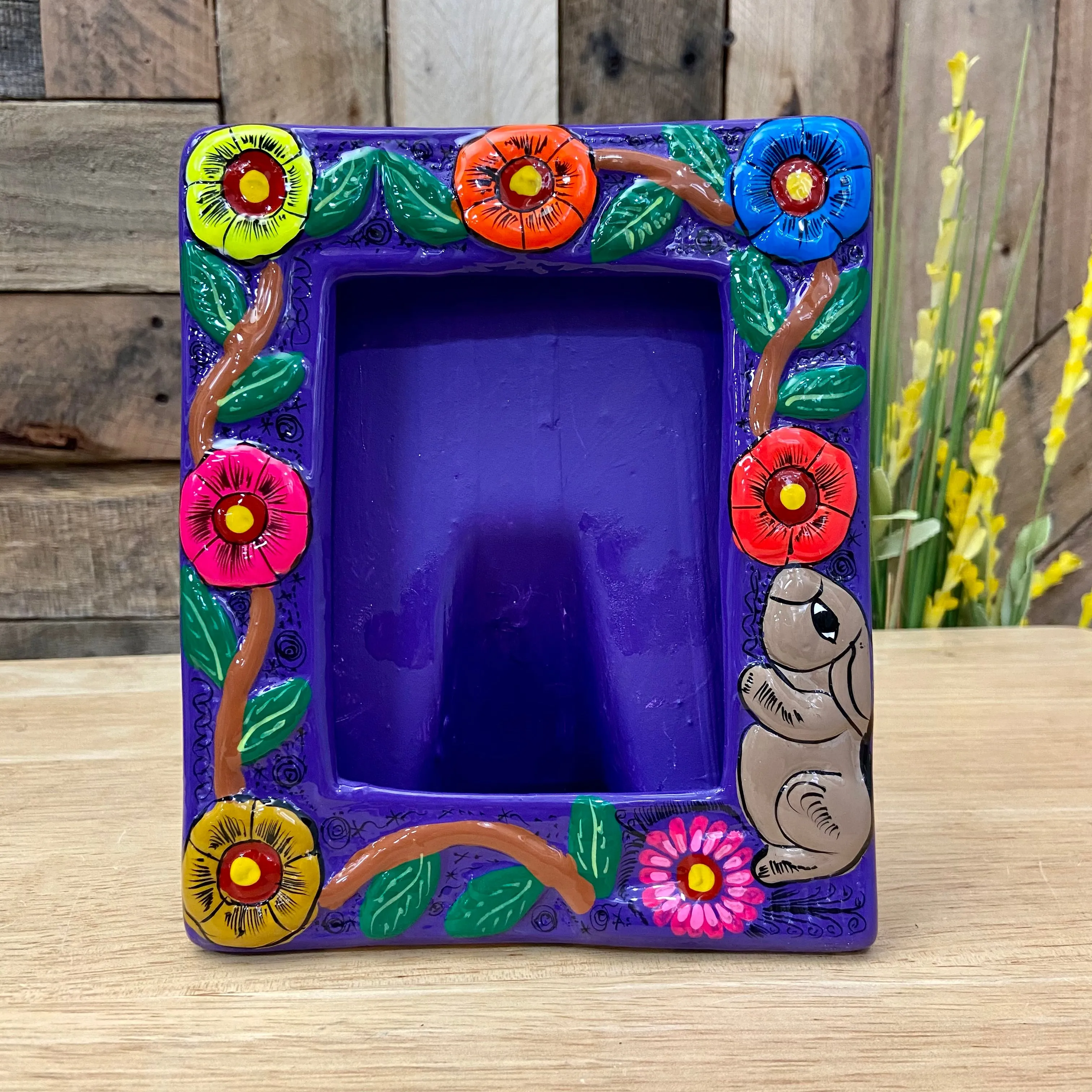 Hand Painted Picture Frame -Rabbits Vertical