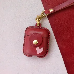 Handmade Black Leather AirPods 1,2 Cases with Wristlet Strap Leather AirPods Cases Airpod Case Cover