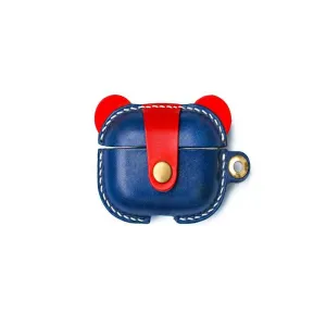 Handmade Blue Leather AirPods 1&2 Case with Wristlet Strap Custom Leather AirPods 1&2 Case Airpod Case Cover