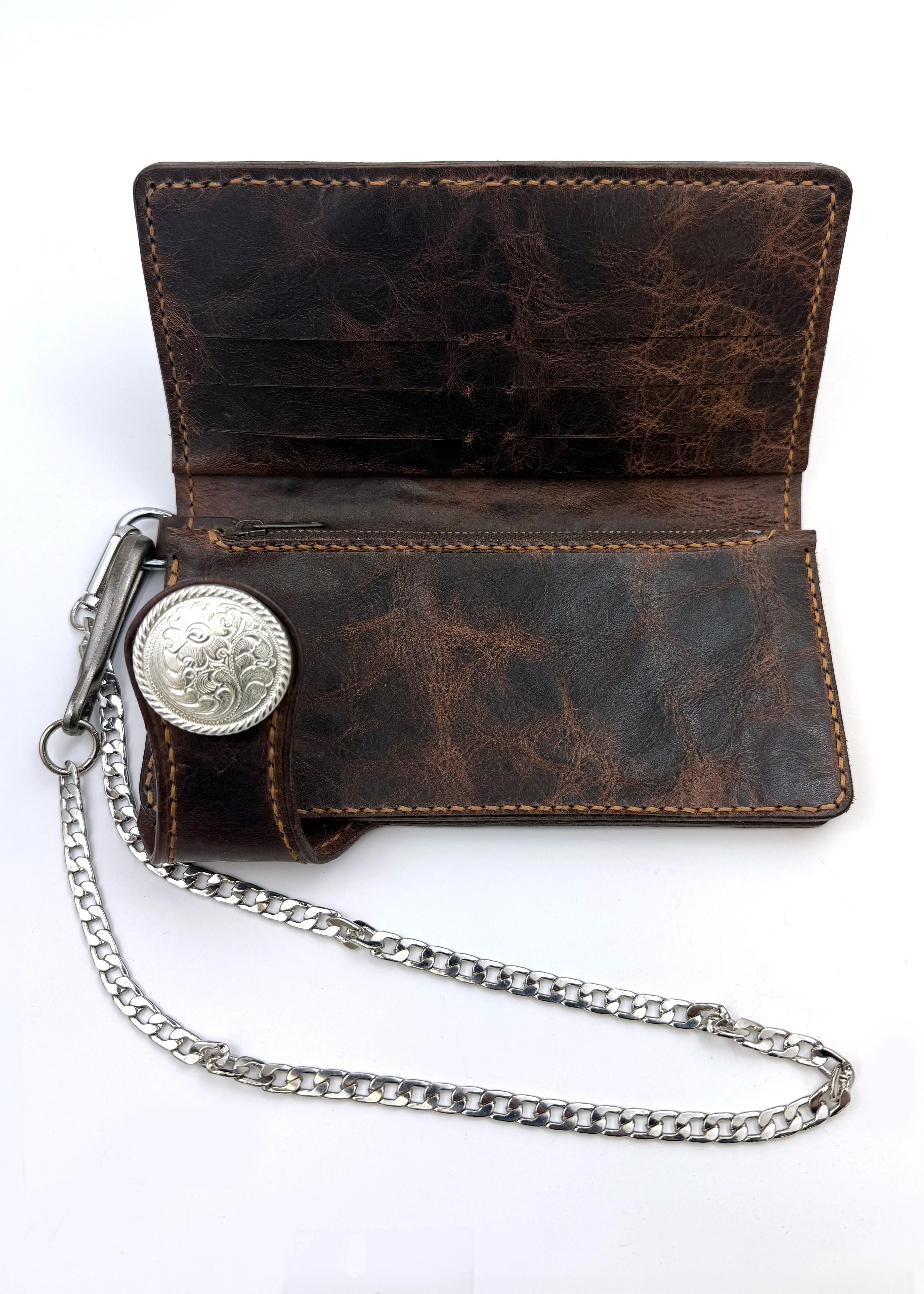 Hank's Stitch Work's Flower Snap Leather Wristlet