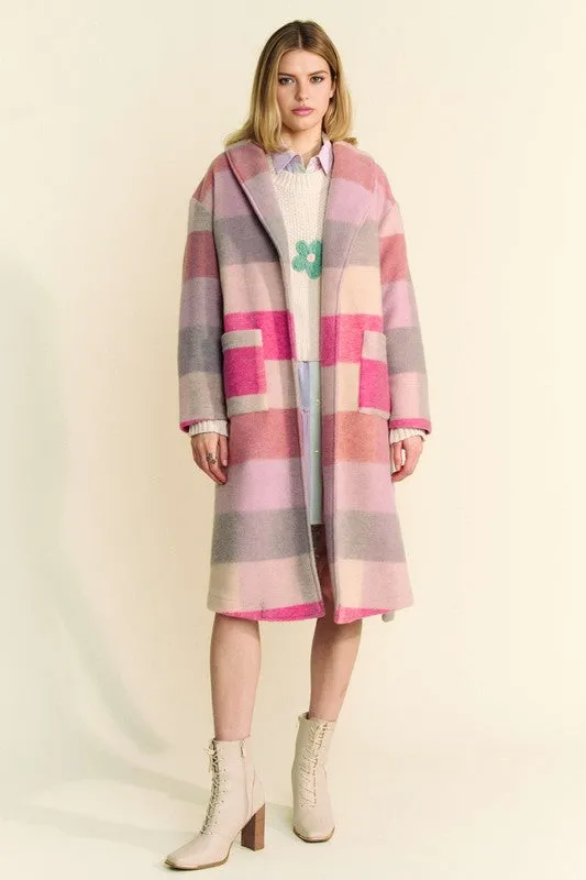 Hazel Blues® |  Davi & Dani Tied Color Block Collared Neck Coat