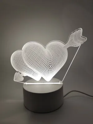 Hearts Arrow Love Acrylic Nightlight