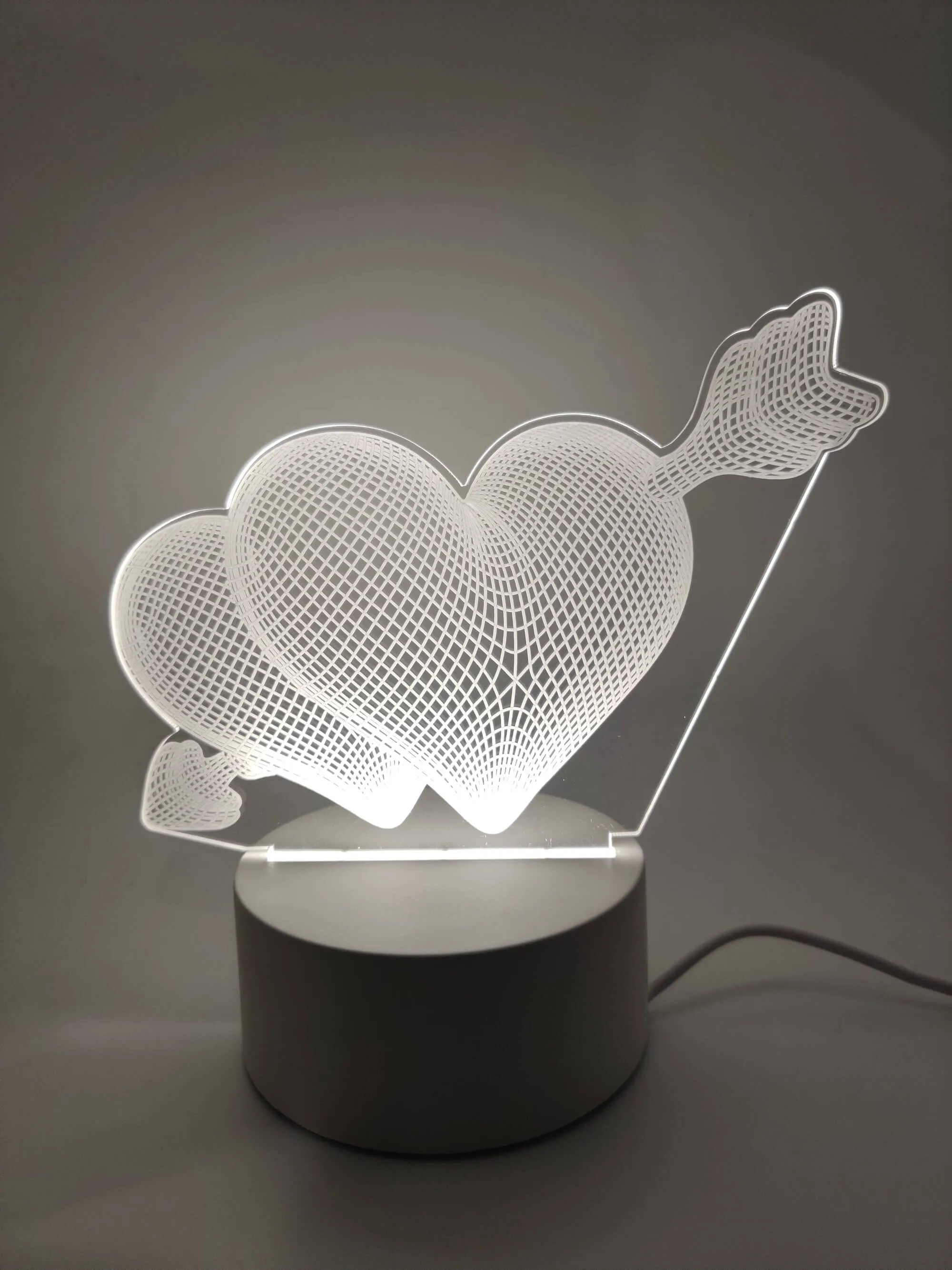 Hearts Arrow Love Acrylic Nightlight