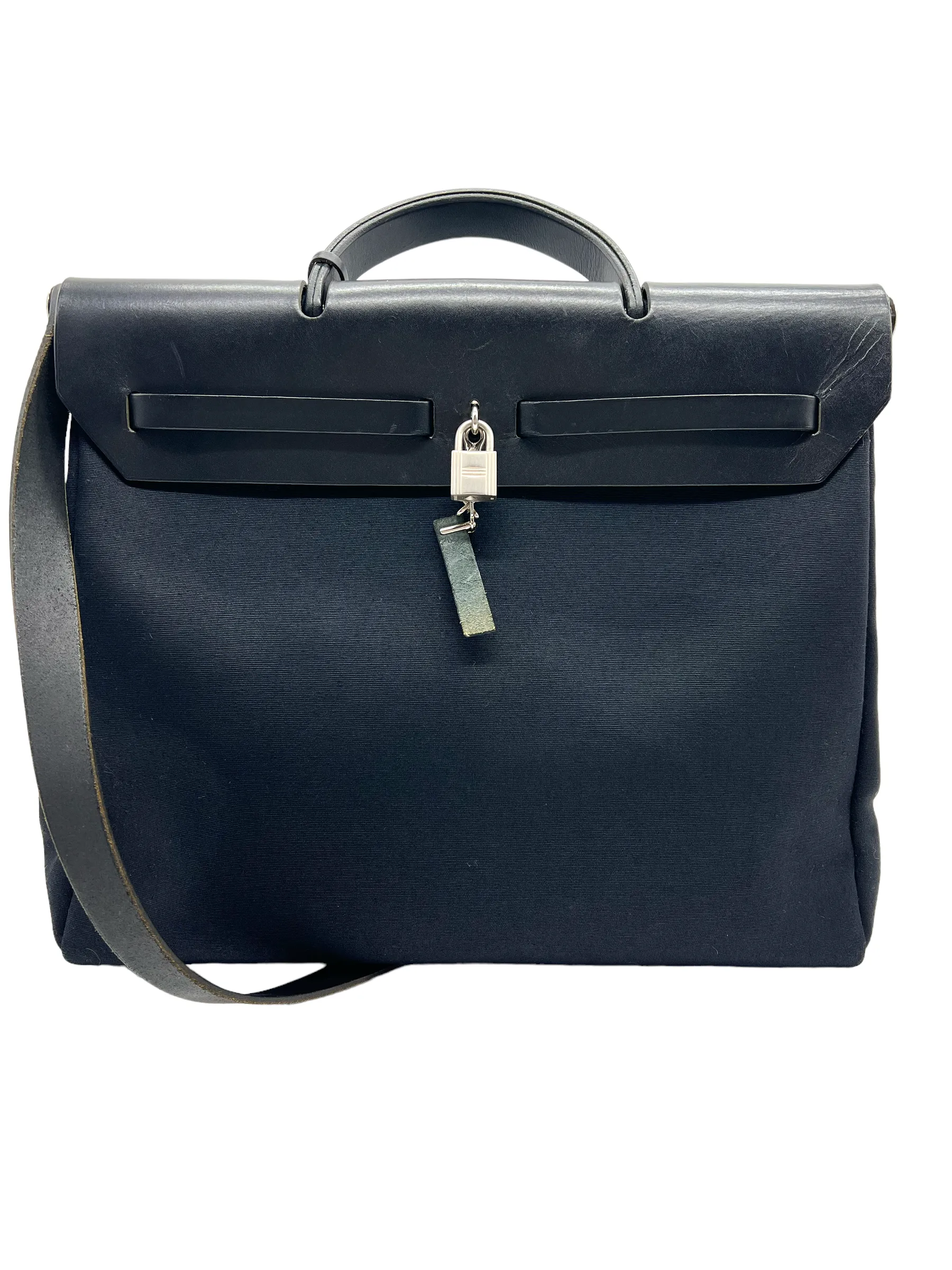 Hermes Black Toile Herbag 39 Shoulder Bag