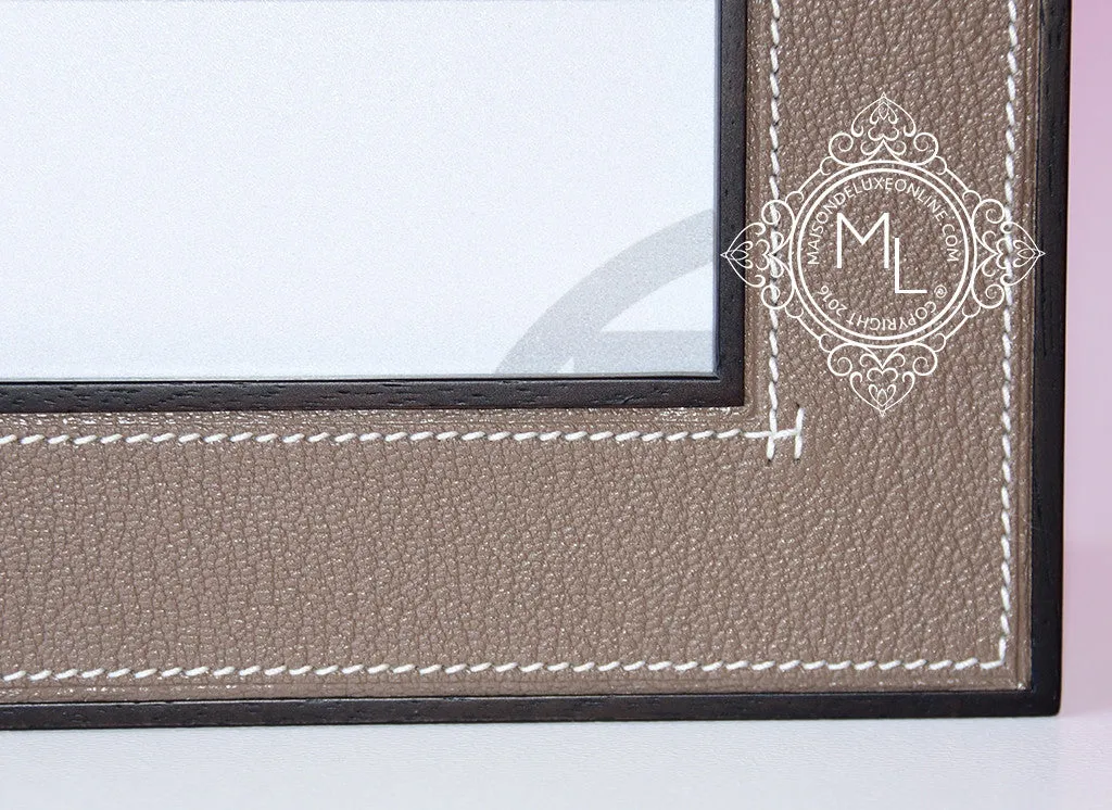 Hermes Classic Pleiade Etoupe Leather Photo Frame