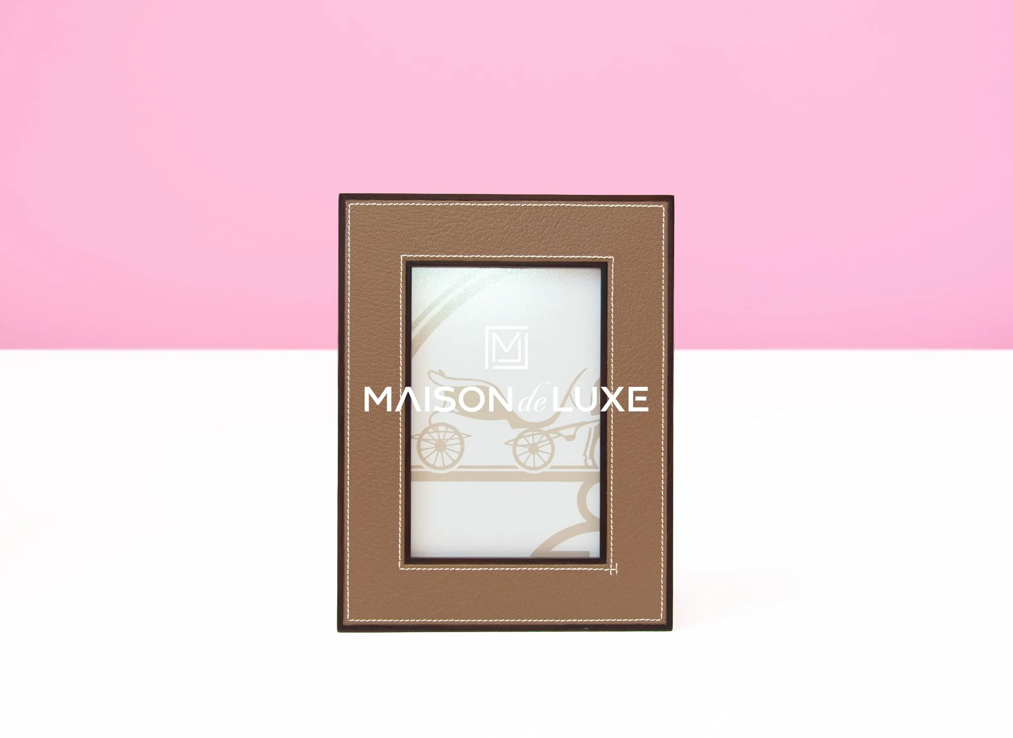 Hermes Classic Pleiade Etoupe Leather Photo Frame