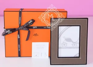 Hermes Classic Pleiade Etoupe Leather Photo Frame