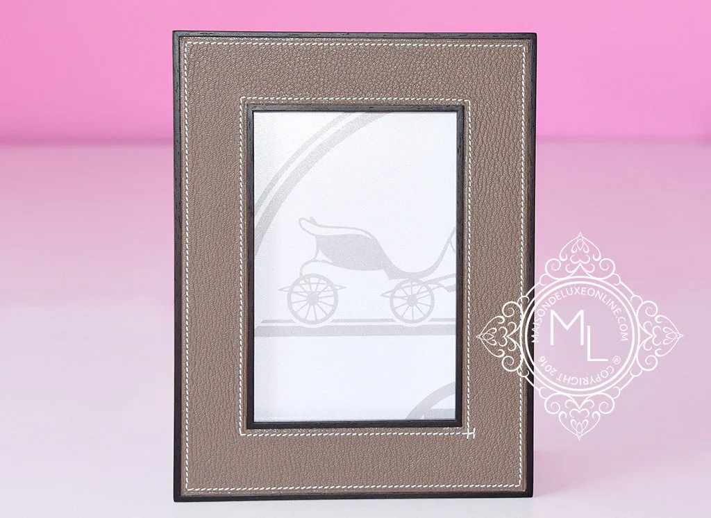 Hermes Classic Pleiade Etoupe Leather Photo Frame