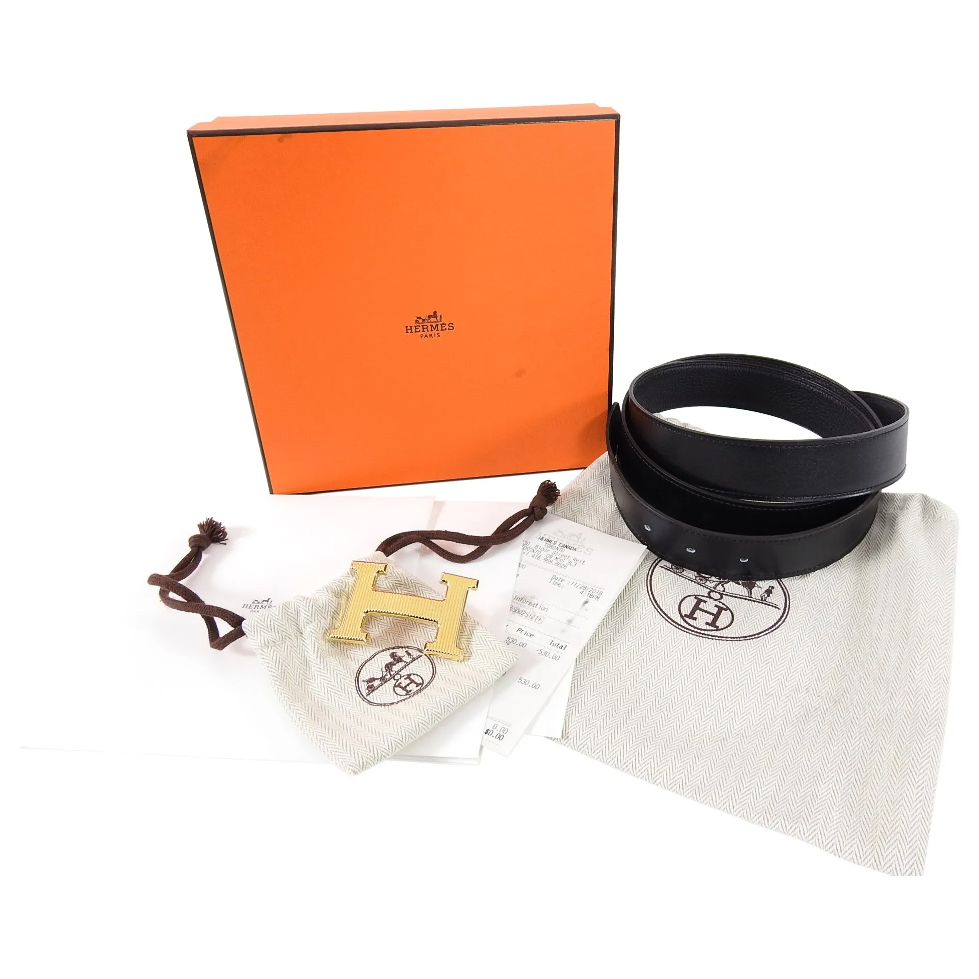 Hermes Constance H Belt Kit Black and Gold 32mm - Size 105