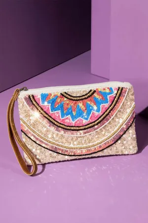 Hey, Let's Go! Beaded Sequin and Beaded Wristlet