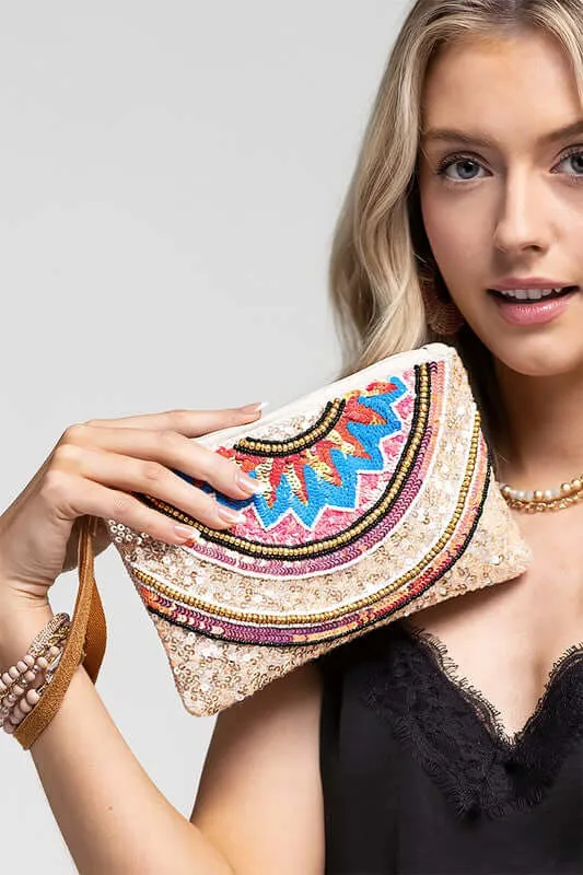 Hey, Let's Go! Beaded Sequin and Beaded Wristlet